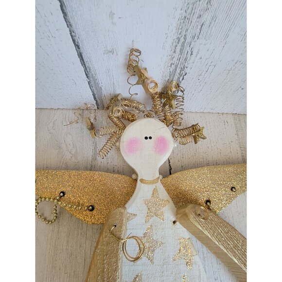 Large vintage wooden Angel curly hair jointed religious home decor - Picture 6 of 10